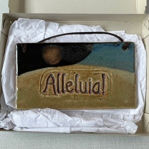 Hand-made ceramic wall-hanging, 8 x 4.5 in.